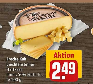 Freche Kuh Liechtensteiner Hartkäse, mind. 50% Fett i.Tr., je 100 g