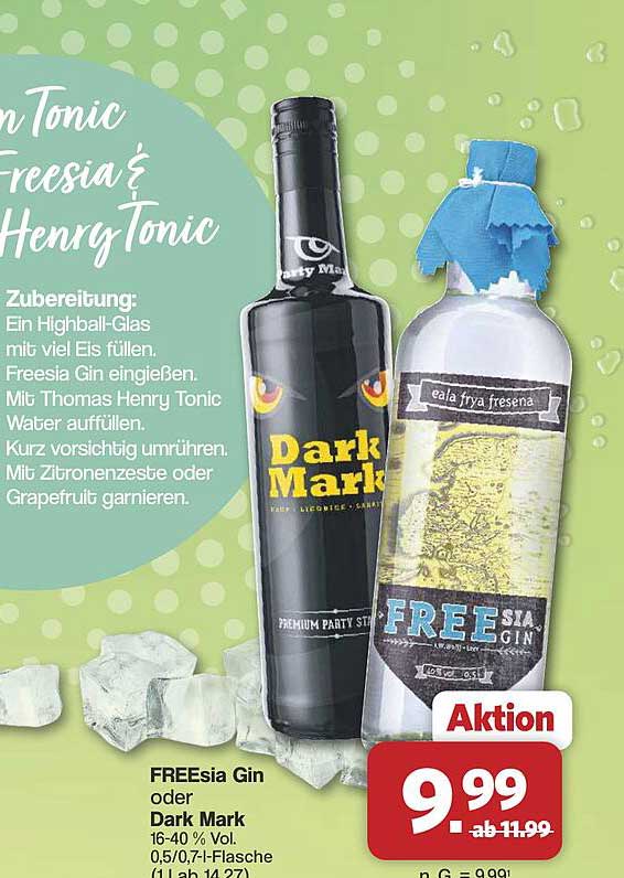 FREESia Gin oder Dark Mark 16-40% Vol. 0,5/0,7 l-Flasche