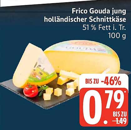 Frico Gouda jung holländischer Schnittkäse 51% Fett i. Tr. 100 g