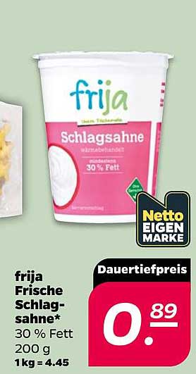 frija Frische Schlagsahne* 30 % Fett 200 g