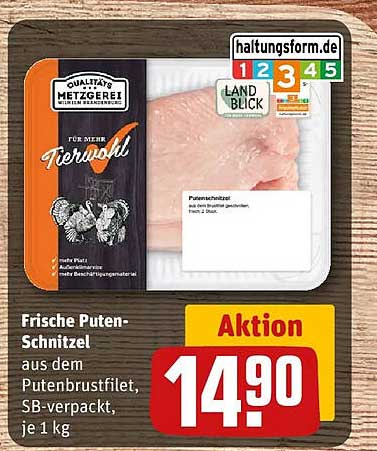 Frische Puten-Schnitzel aus dem Putenbrustfilet, SB-verpackt, je 1 kg
