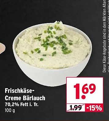 Frischkäse-Creme Bärlauch 70,2% Fett i. Tr. 100 g