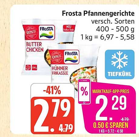 Frosta Pfannengerichte versch. Sorten 400 - 500 g 1kg = 6,97 - 5,58