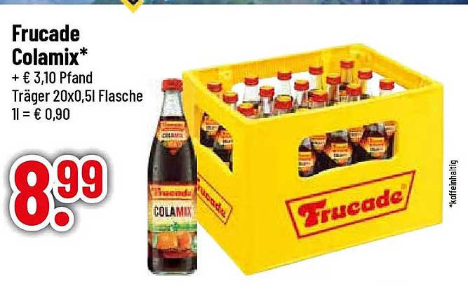 Frucade Colamix* + € 3,10 Pfand Träger 20x0,5l Flasche 1l = € 0,90