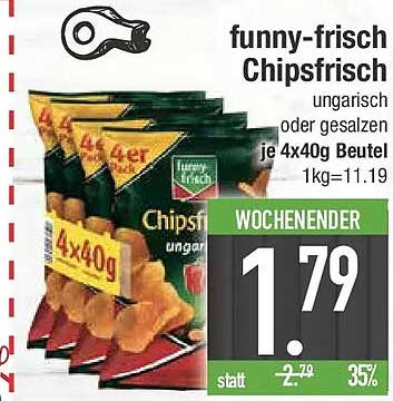 funny-frisch Chipsfrisch ungarisch oder gesalzen je 4x40g Beutel 1kg=11.19
