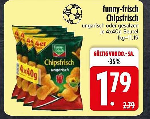 funny-frisch Chipsfrisch ungarisch oder gesalzen je 4x40g Beutel 1kg=11.19