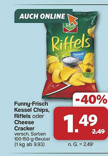 Funny-Frisch Kessel Chips, Riffels oder Cheese Cracker
