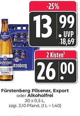 Fürstenberg Pilsener, Export oder Alkoholfrei