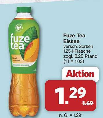 Fuze Tea Eistee versch. Sorten 1,25-l-Flasche zzgl. 0.25 Pfand (1 l = 1.03) Aktion