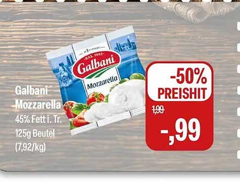 Galbani Mozzarella 45% Fett i. Tr. 125g Beutel (7,92/kg)