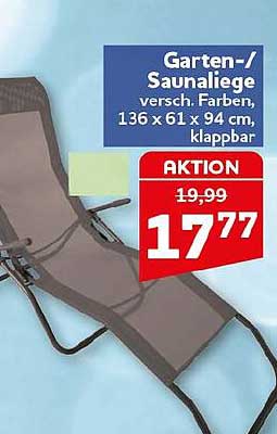 Garten-/Saunaliege versch. Farben, 136 x 61 x 94 cm, klappbar