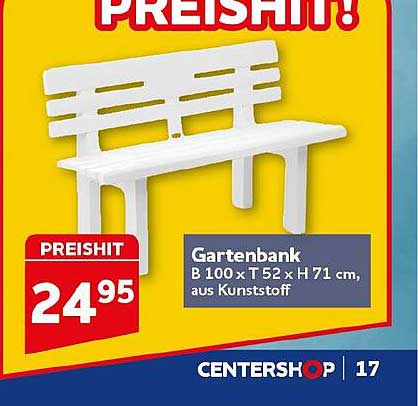 Gartenbank B 100 x T 52 x H 71 cm, aus Kunststoff
