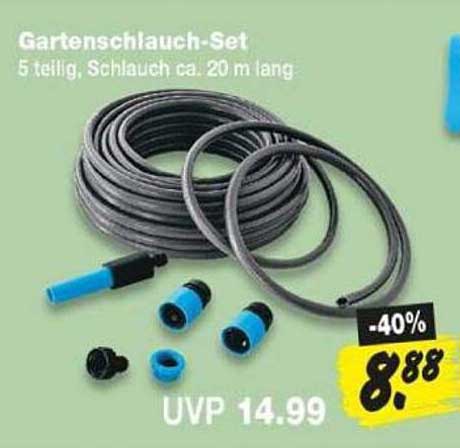 Gartenschlauch-Set 5-teilig, Schlauch ca. 20 m lang