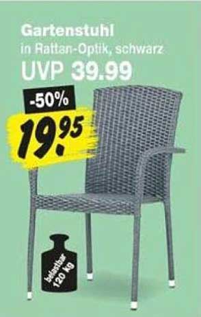 Gartenstuhl in Rattan-Optik, schwarz