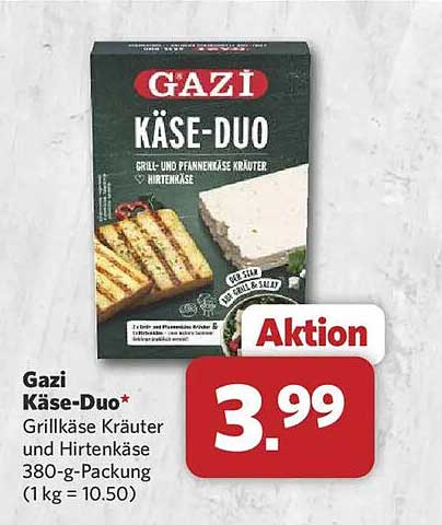 Gazi Käse-Duo Grillkäse Kräuter und Hirtenkäse 380-g-Packung (1 kg = 10.50)