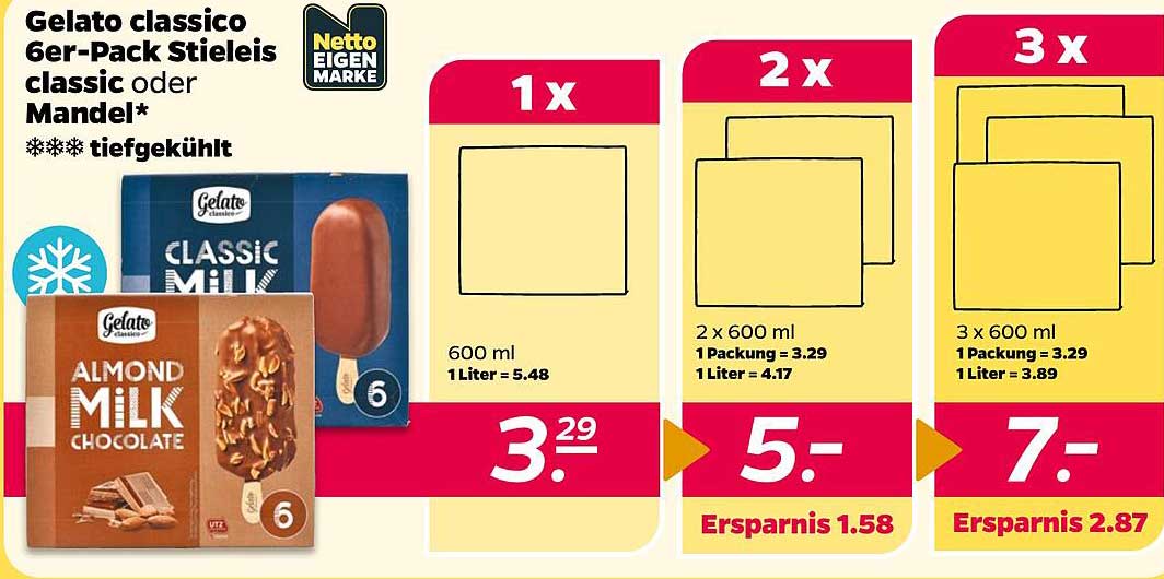 Gelato classico 6er-Pack Stieleis classic oder Mandel*