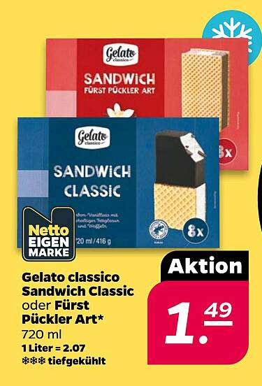 Gelato classico Sandwich Classic oder Fürst Pückler Art*