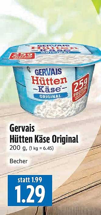 Gervais Hütten Käse Original 200 g, (1 kg = 6.45) Becher