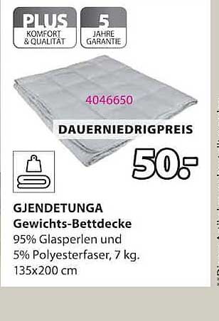 GJENDETUNGA Gewichts-Bettdecke 95% Glasperlen und 5% Polyesterfaser, 7 kg, 135x200 cm