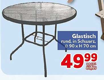 Glastisch, rund, in Schwarz, Ø 90 x H 70 cm