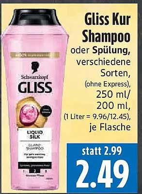 Gliss Kur Shampoo oder Spülung, verschiedene Sorten, (ohne Express), 250 ml/ 200 ml, je Flasche