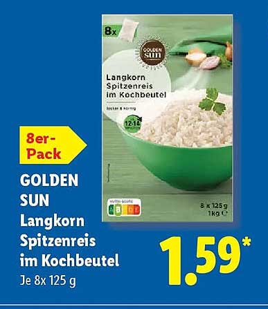 GOLDEN SUN Langkorn Spitzenreis im Kochbeutel