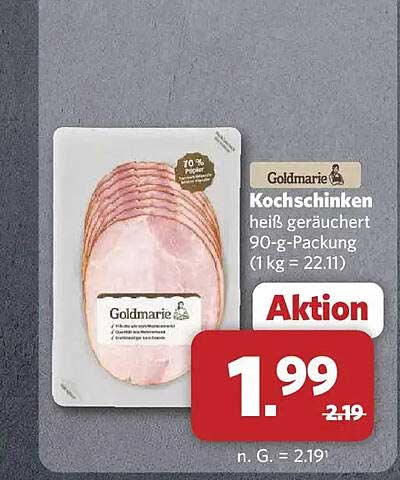 Goldmarie Kochschinken heiß geräuchert 90-g-Packung (1 kg = 22.11)