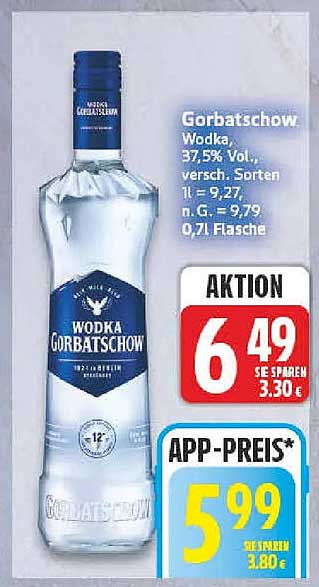 Gorbatschow Wodka, 37,5% Vol., versch. Sorten, 0,7l Flasche