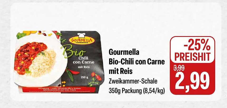 Gourmella Bio-Chili con Carne mit Reis