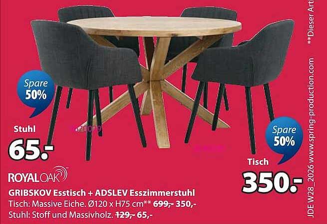 GRIBSKOV Esstisch + ADSLEV Esszimmerstuhl