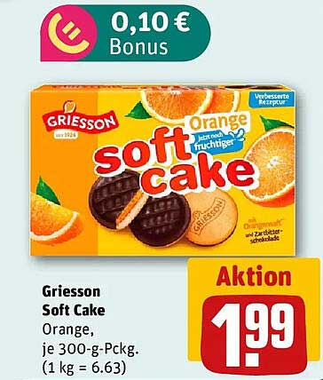Griesson Soft Cake Orange, je 300-g-Packg. (1 kg = 6.63)
