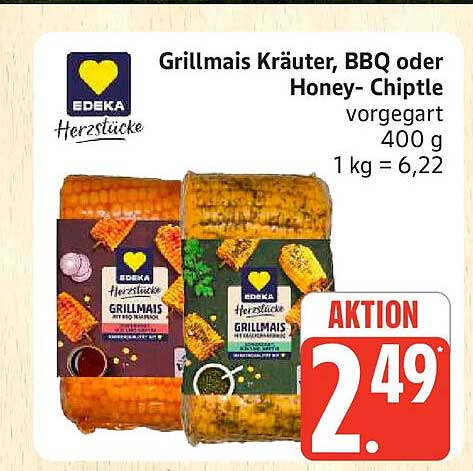 Grillmais Kräuter, BBQ oder Honey- Chiptle