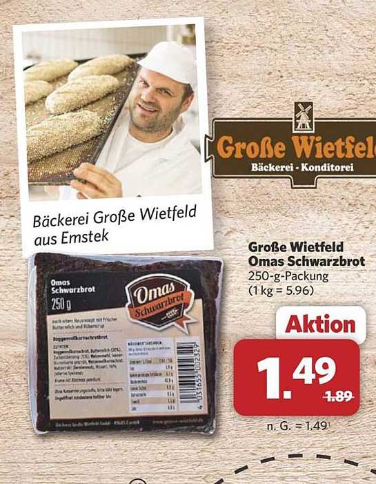 Große Wiefeldt Omas Schwarzbrot 250-g-Packung