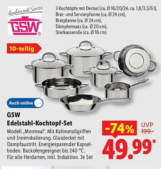 GSW Edelstahl-Kochtopf-Set