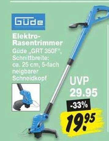 Güde Elektro-Rasentrimmer Güde „GRT 350F“ Schnittbreite: ca. 25 cm, 5-fach neigbarer Schneidkopf