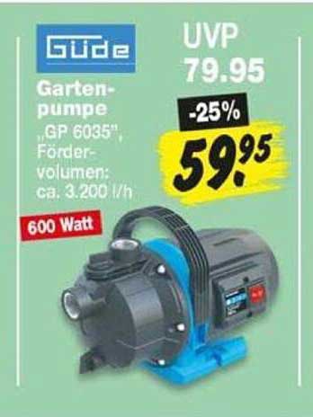 Güde Garten-pumpe „GP 6035“, Förder-volumen: ca. 3.200 l/h