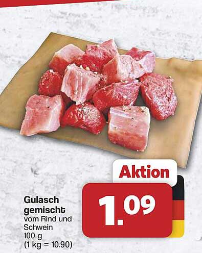 Gulasch gemischt vom Rind und Schwein