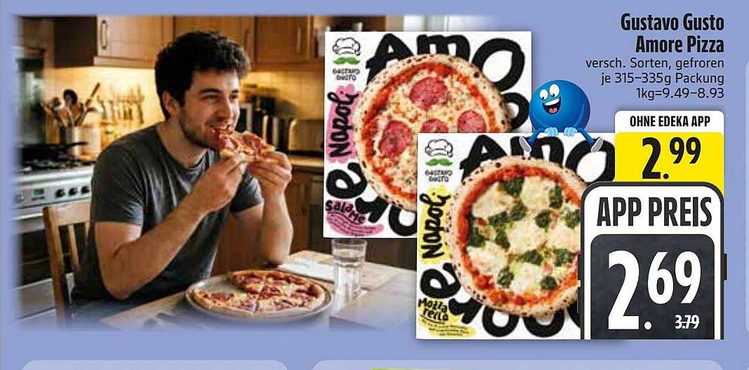 Gustavo Gusto Amore Pizza versch. Sorten, gefroren je 315–335g Packung