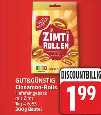 GUT&GÜNSTIG Cinnamon-Rolls Hefefeingebäck mit Zimt 1kg = 6,63 300g Beutel