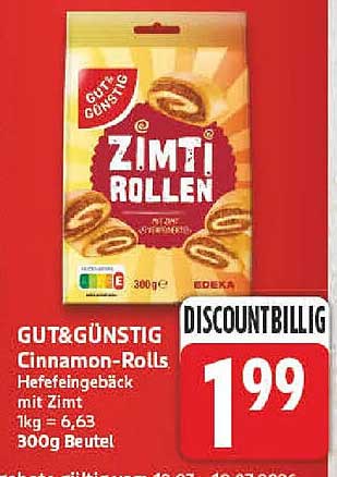 GUT&GÜNSTIG Cinnamon-Rolls Hefefeingebäck mit Zimt 300g Beutel