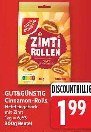 GUT&GÜNSTIG Cinnamon-Rolls Hefegebäck mit Zimt 300g Beutel
