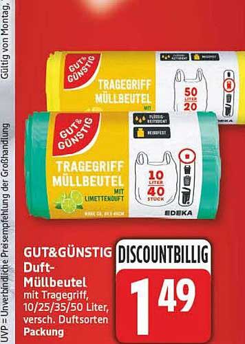 GUT&GÜNSTIG Duft-Müllbeutel mit Tragegriff, 10/25/35/50 Liter, versch. Dufsorten, Packung
