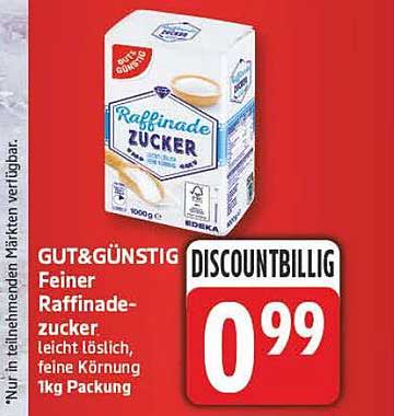 GUT&GÜNSTIG Feiner Rübenzucker leicht löslich, feine Körnung 1kg Packung