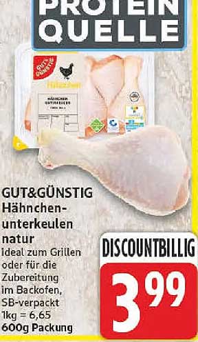 GUT&GÜNSTIG Hähnchen-unterkeulen natur