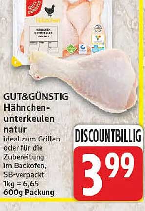 GUT&GÜNSTIG Hähnchen-unterkeulen natur