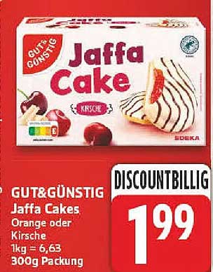 GUT&GÜNSTIG Jaffa Cakes Orange oder Kirsche 1 kg = 6,63 300g Packung