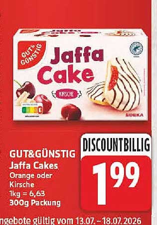 GUT&GÜNSTIG Jaffa Cakes Orange oder Kirsche 300g Packung