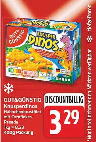 GUT&GÜNSTIG Knusperinos Hähnchenbrustfilet mit Cornflakes-Panade 400g Packung