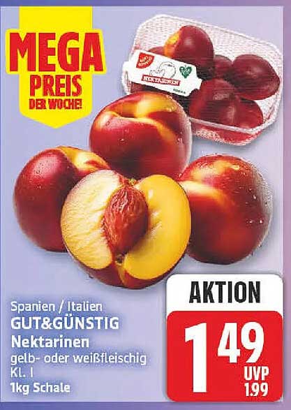 GUT&GÜNSTIG Nektarinen gelb- oder weißfleischig Kl. I 1kg Schale