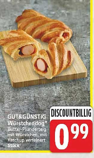GUT&GÜNSTIG Würstchendog Butter-Teig mit Würstchen, mit Ketchup verfeinert 1 Stück